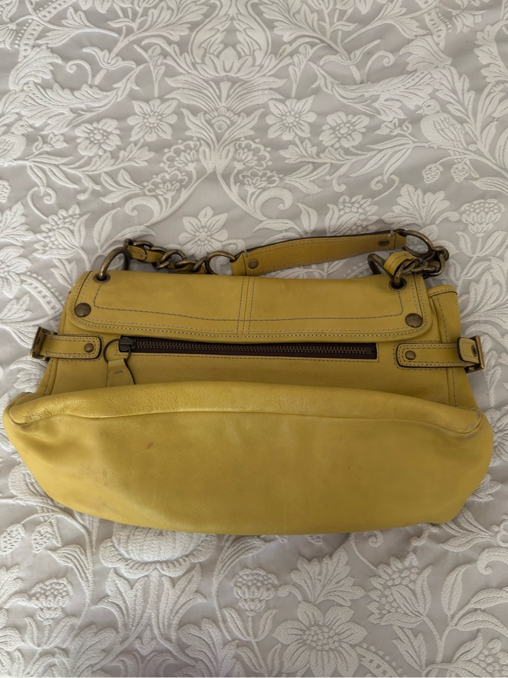 Vintage 65th Anniversary Coach Legacy Yellow Leather Shoulder Bag with Chain - Picture 10 of 15